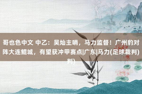 哥也色中文 中乙：吴灿主哨，马力监督！广州豹对阵大连鲲城，有望获冲甲赛点|广东|马力(足球裁判)